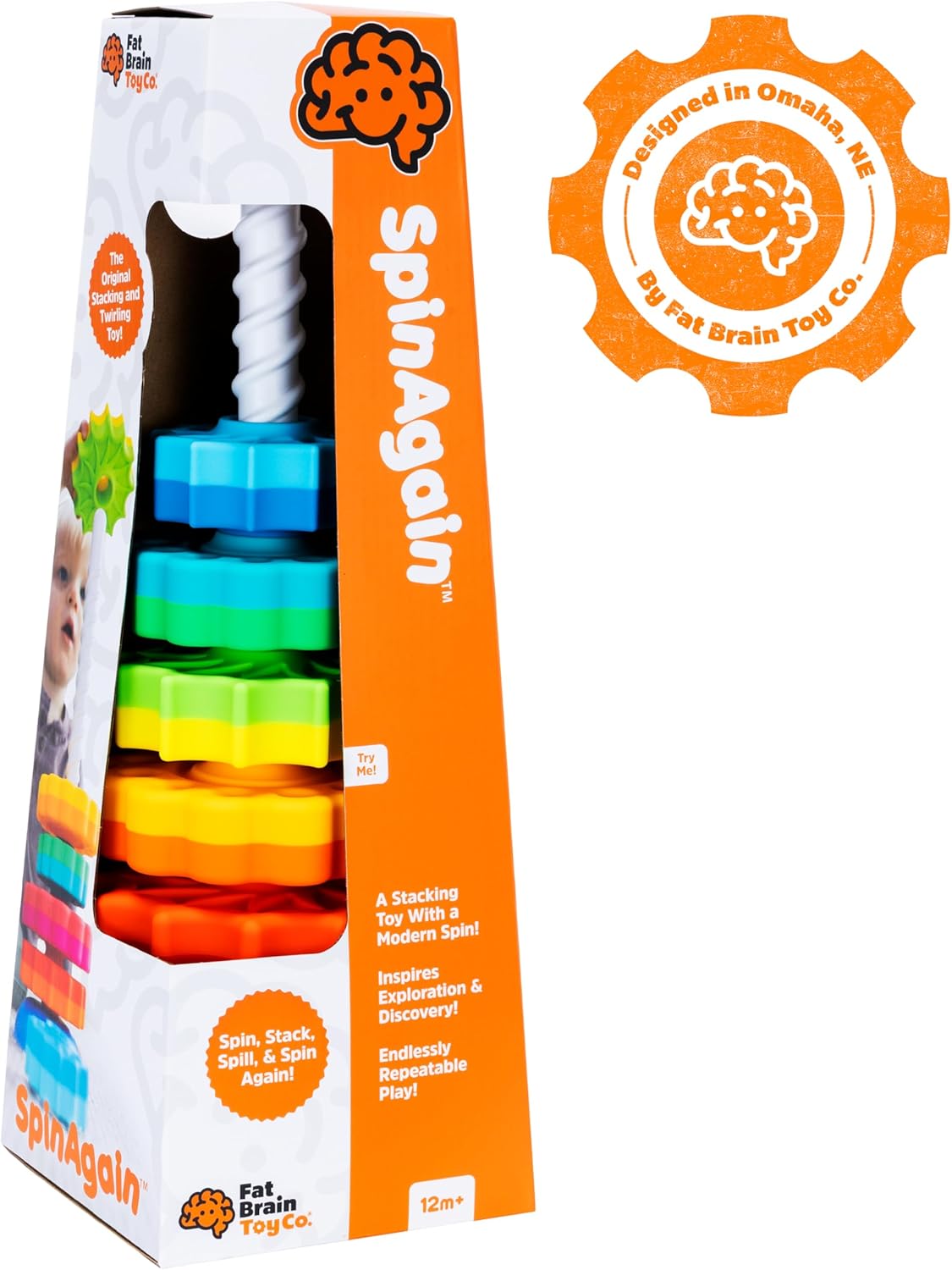 Fat Brain Toys SpinAgain, Baby Stacking & Spinning Toys