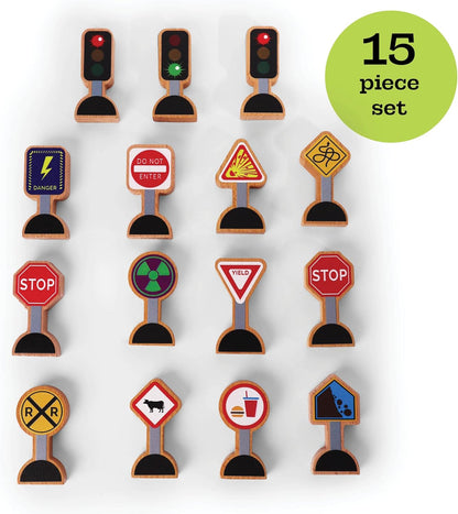 Wooden Traffic Signs - Zainy Train 15pcs