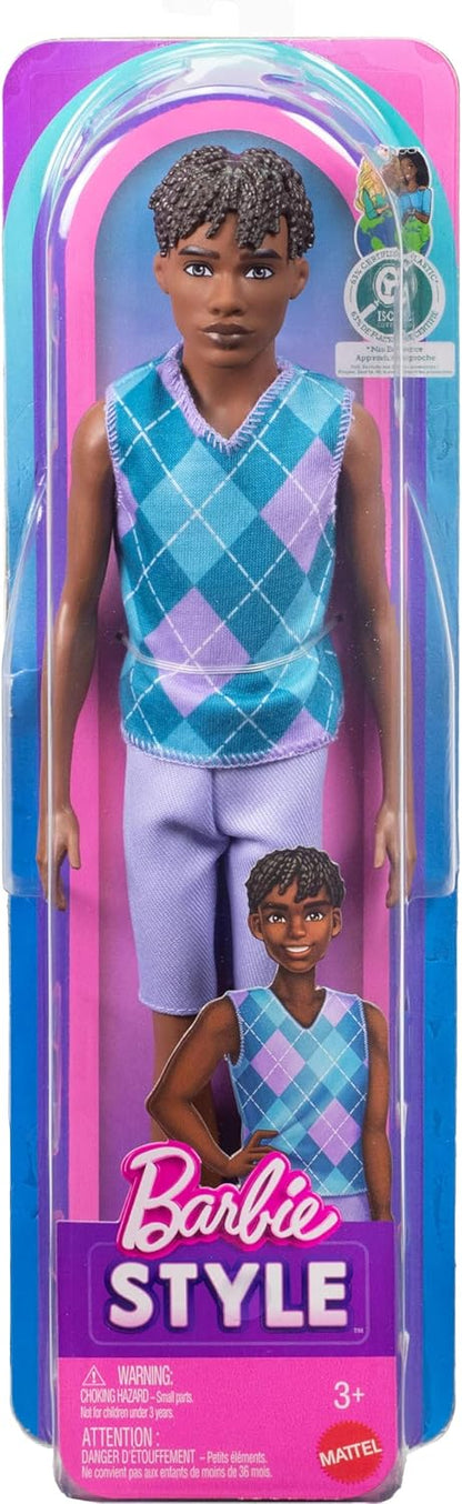 Barbie Ken Fashionista - #253 Purple Argyle Vest with Shorts