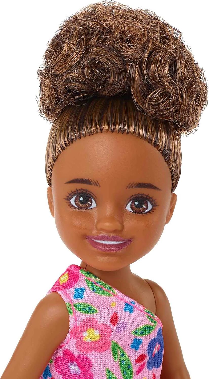 *Barbie Chelsea Brunette Doll Pink Flower Dress