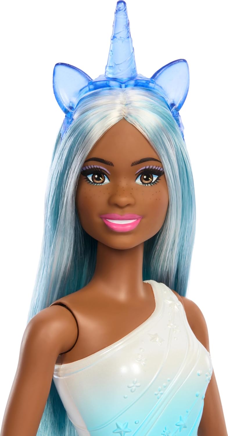 Barbie Unicorn Doll With Blue Hair, Ombre Outfit And Unicorn Accessories