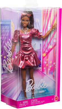 Barbie Deluxe Style #6 Coral Metallic Bubble Dress, Black Hair