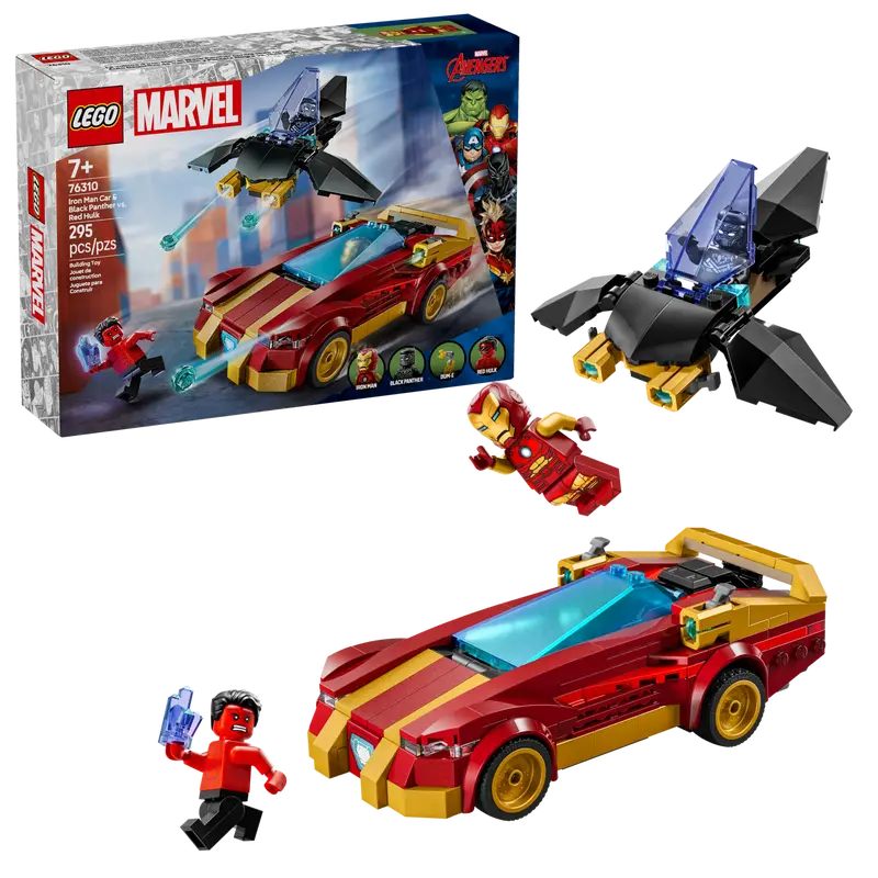 LEGO® Marvel Iron Man Car & Black Panther vs. Red Hulk (76310)