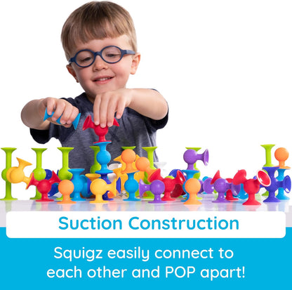 Fat Brain Toys Squigz Starter Set, 24 Piece Suction Bath Toys, Sensory Toys
