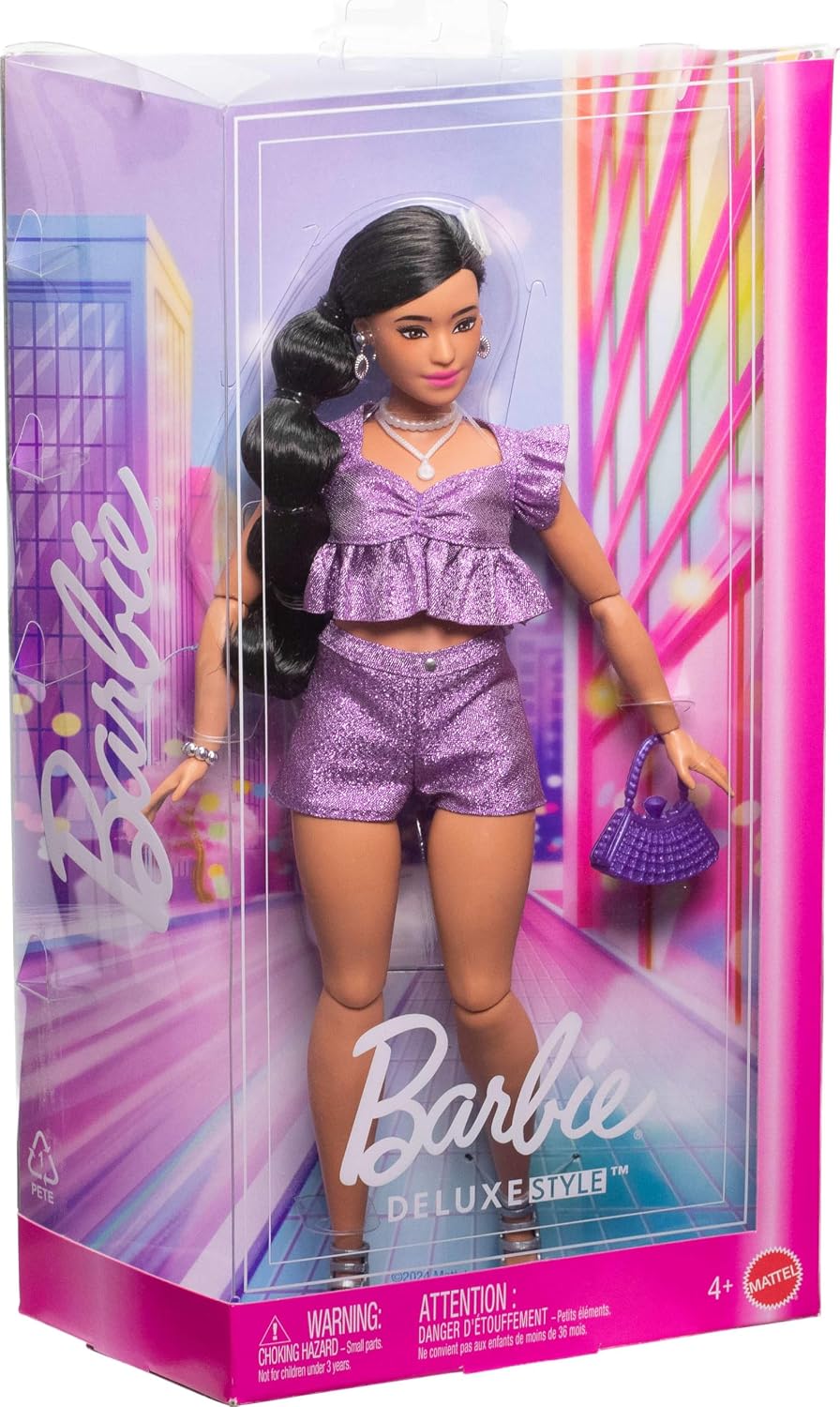 Barbie Deluxe Style - #8 Metallic Top and Shorts, Black Hair in a Braid