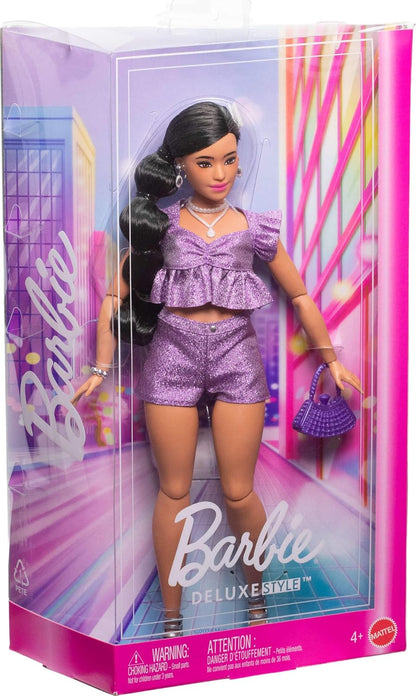Barbie Deluxe Style - #8 Metallic Top and Shorts, Black Hair in a Braid