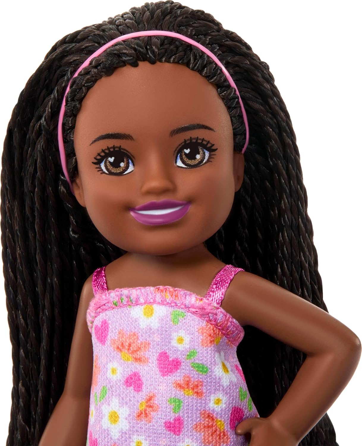 Barbie Chelsea Black with Lavender Hearts & Flowers Dress
