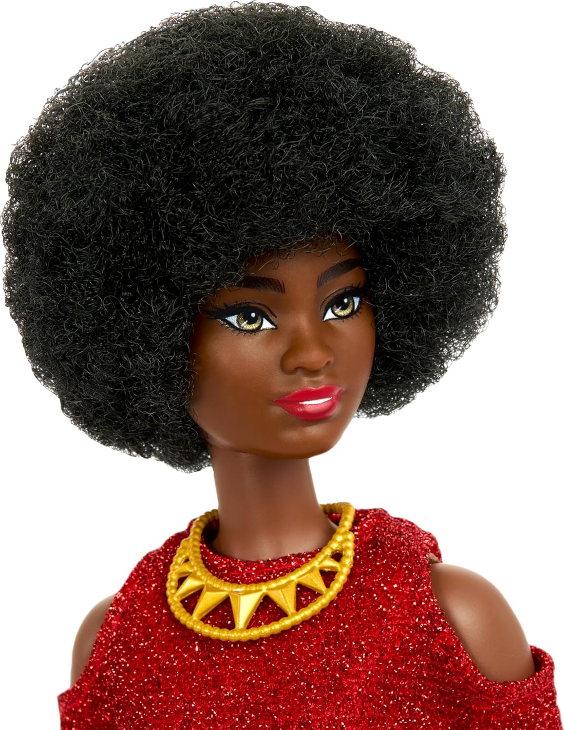 Barbie Fashionista #221 Red Sparkle Dress with Natural Hair