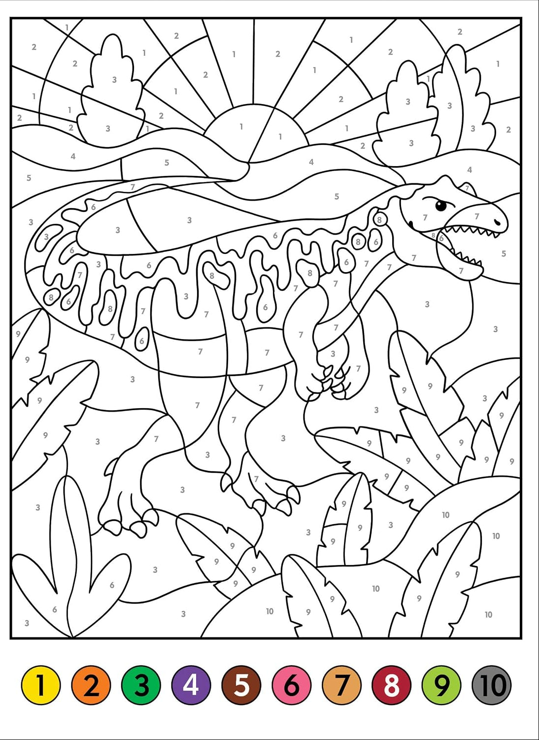 Color-by-Number Dinosaurs