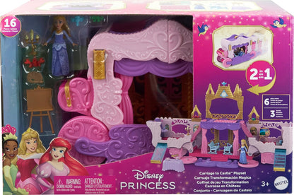 Disney Princess Carriage To Castle Transforming Playset With Aurora Small Doll, 4 Figures & 3 Levels 2