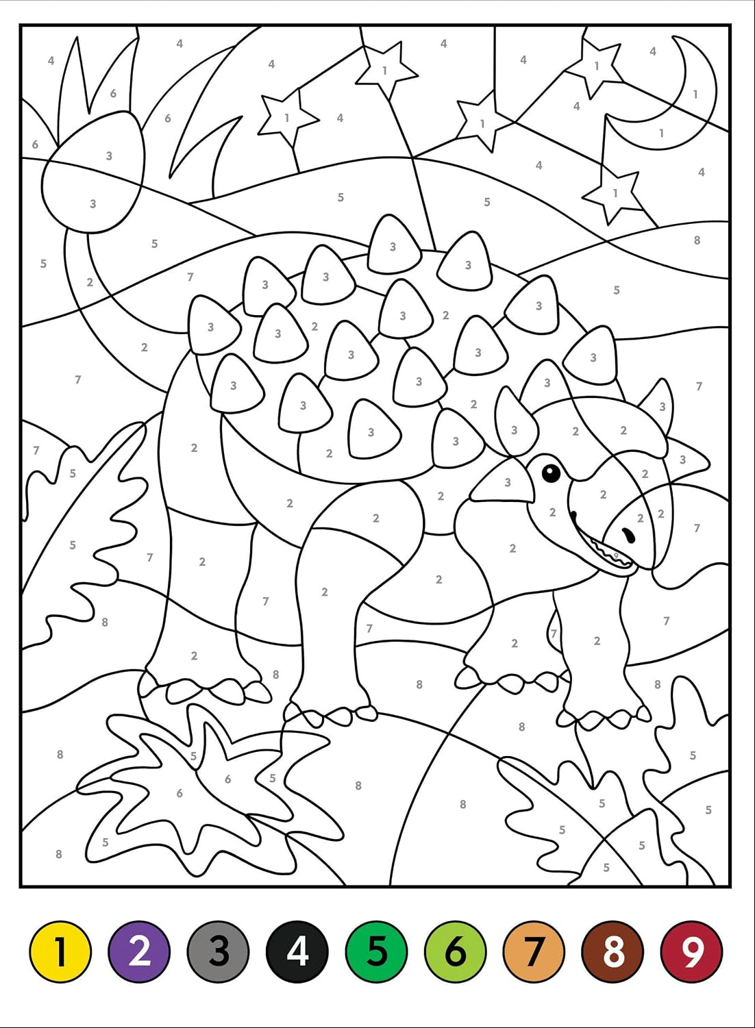 Color-by-Number Dinosaurs