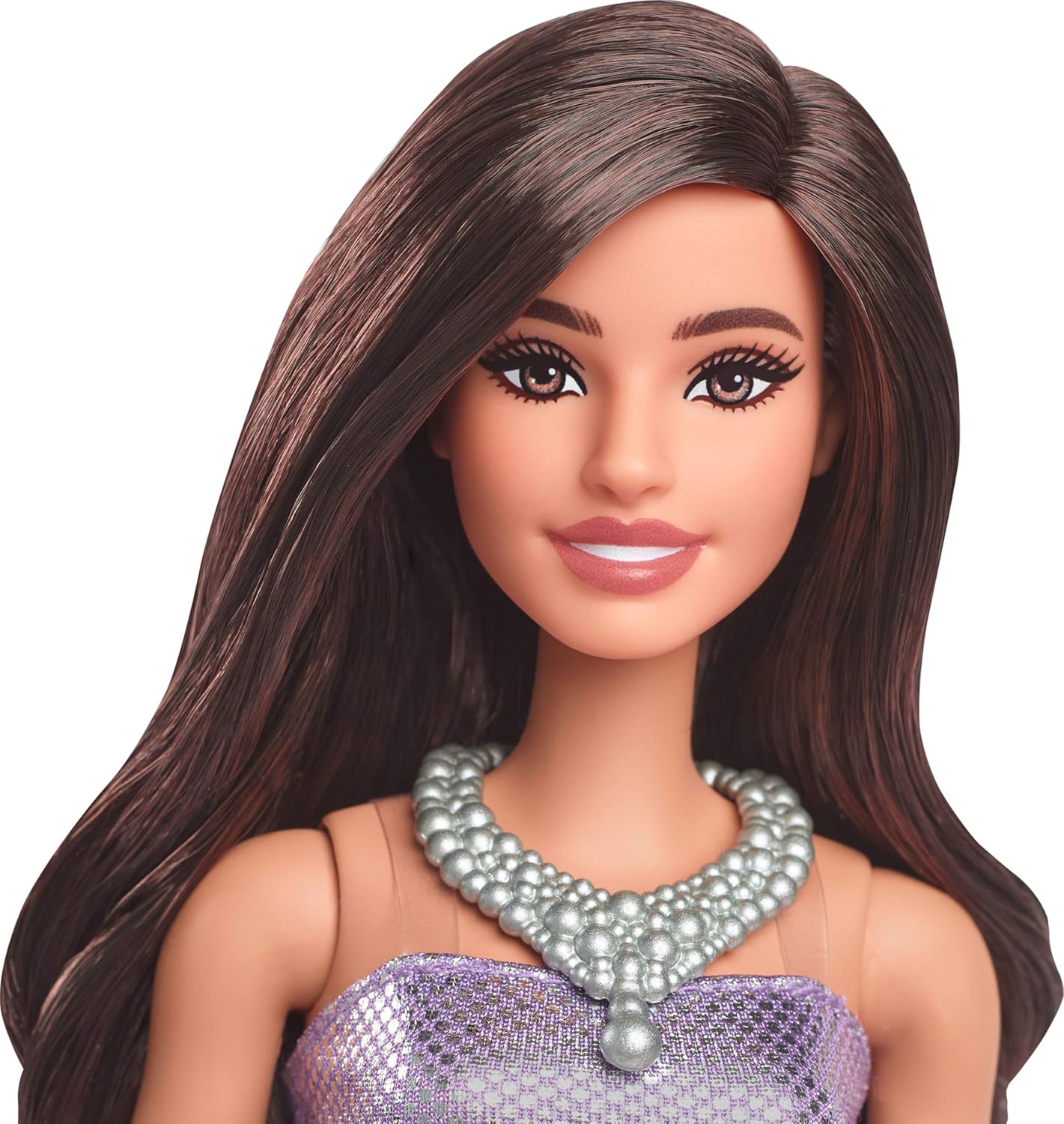 Barbie Fashionista  #234 Sequined Purple Dress with Brown Hair
