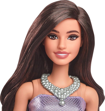 Barbie Fashionista  #234 Sequined Purple Dress with Brown Hair
