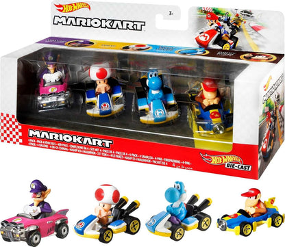 HW Mario Kart 4-Pack #4 Walugi, Toad, Light-Blue Yoshi, Diddy Kong