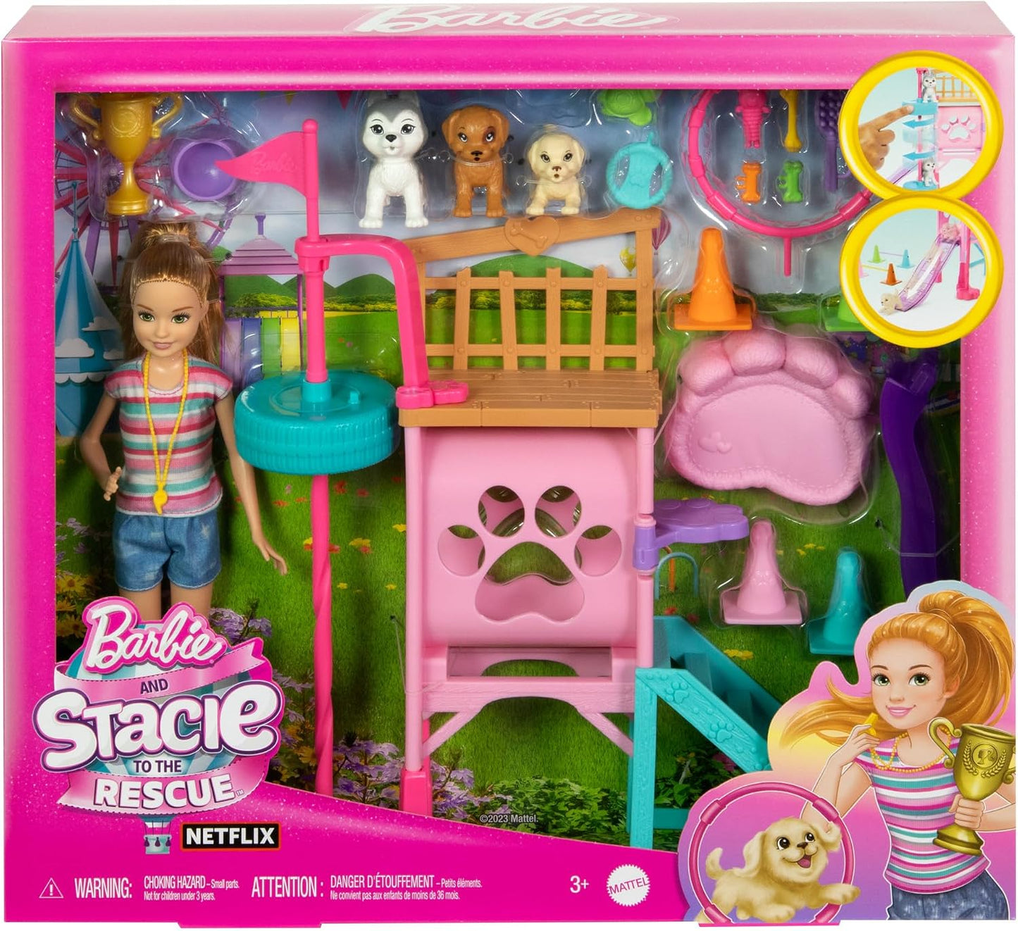 Barbie Stacie to the Rescue Puppy Obstacle Course with Doll