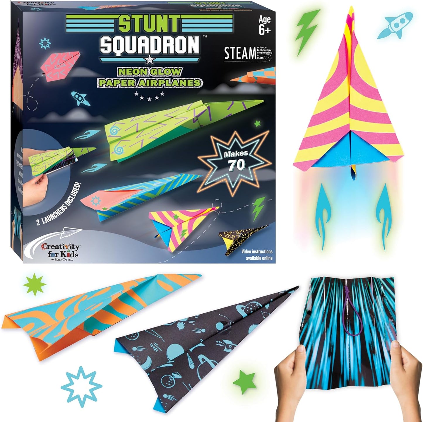 Stunt Squadron Neon Glow Paper Airplanes