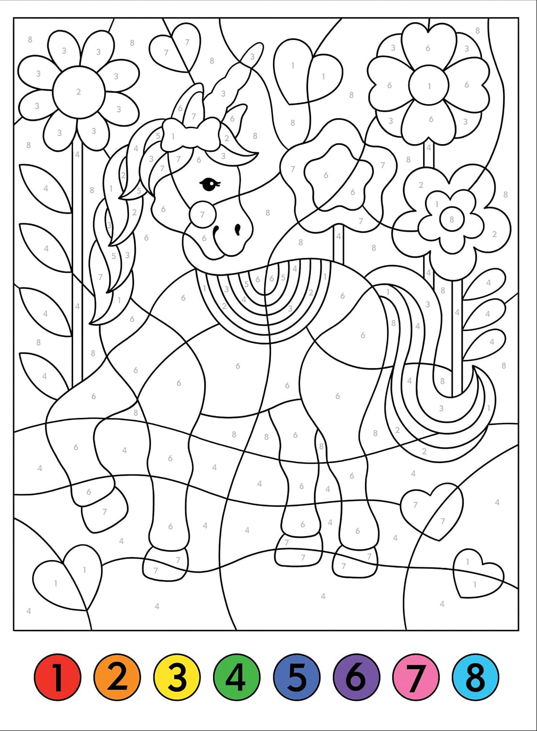 Color-by-Number Unicorns and Friends