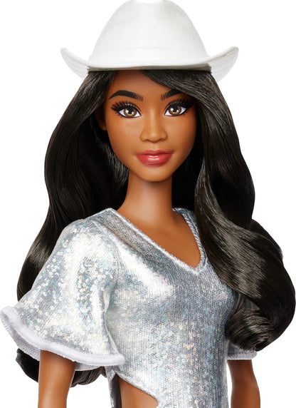 Barbie Fashionista #239 Black Hair Sparkle Fringe Dress Western Wear