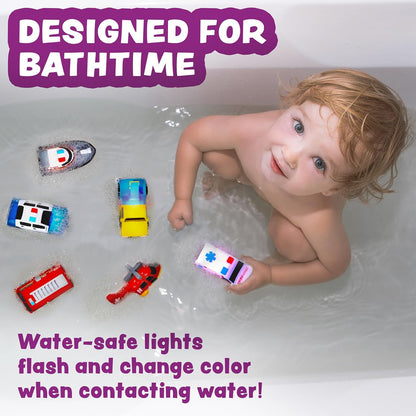 Tub Works® Emergency Cars Light Up Bath Toys, 6pk