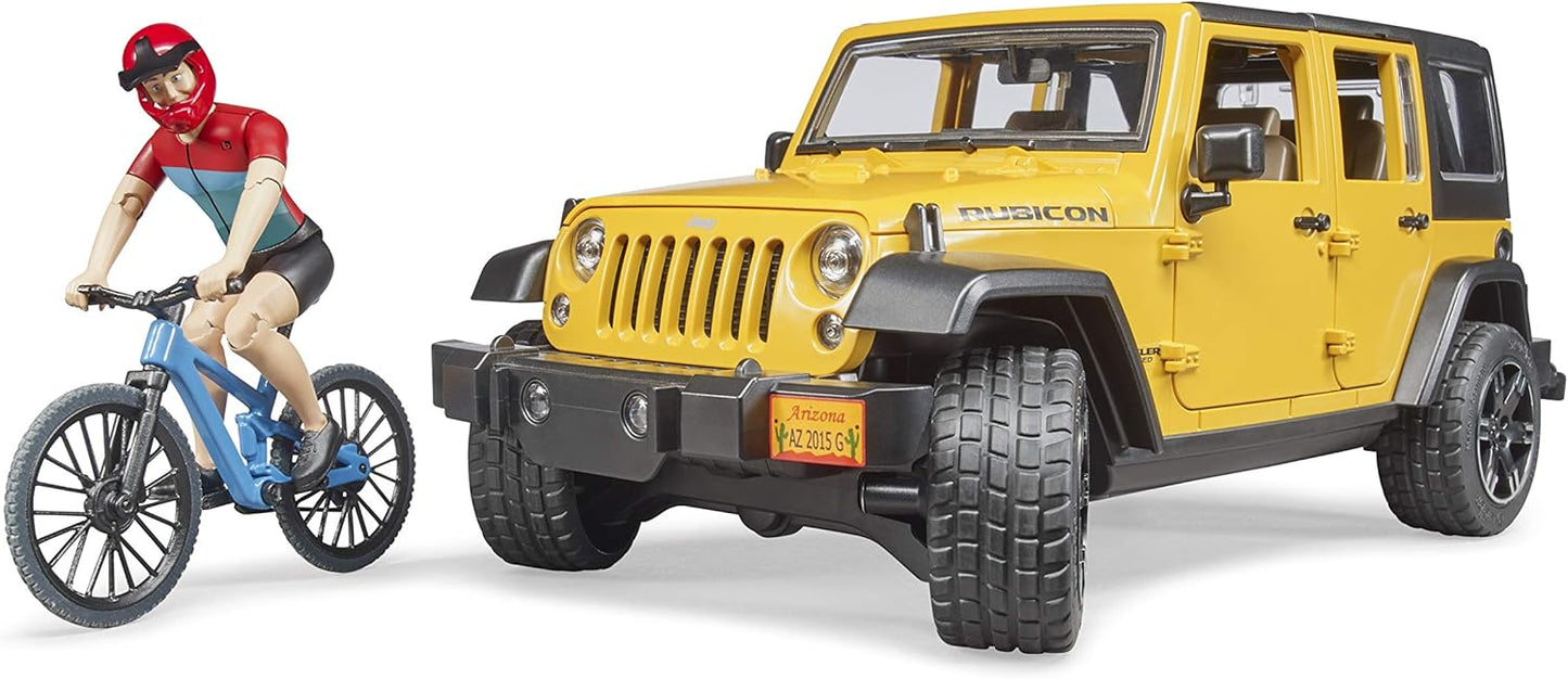 Bruder 02543 Jeep Wrangler Rubicon Unlimited w/ 1 Mountain Bike and Male Cyclist 20.12.8
