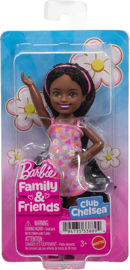 Barbie Chelsea Black with Lavender Hearts & Flowers Dress