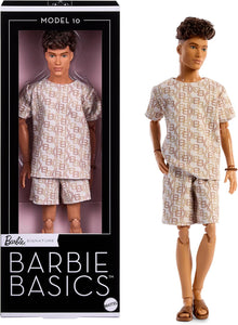 Barbie Basics Collectible Ken Doll Model 10 With Brunette Hair In Shirt Shorts With Matching Print