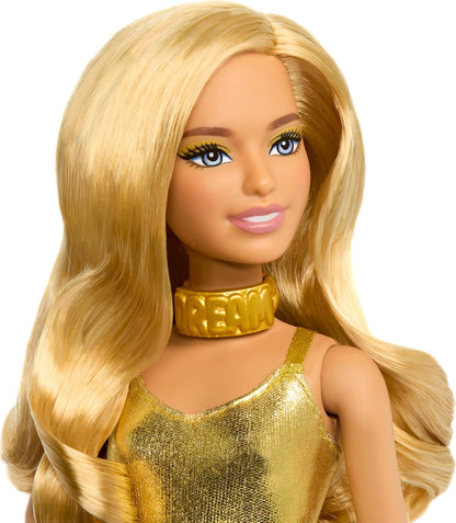 Barbie Fashionista #222  Gold Metallic Jumpsuit, Petite, Blonde Wavy Hair