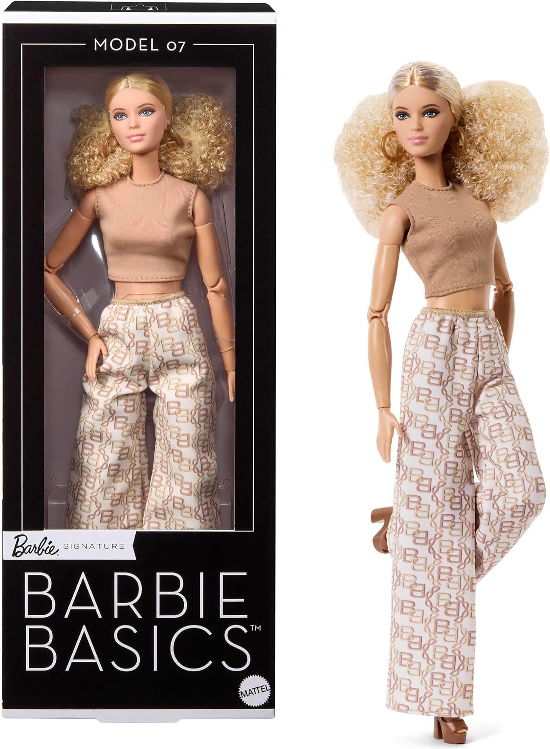 Barbie Basics Collectible Doll Model 07 White Pants With Golden Print