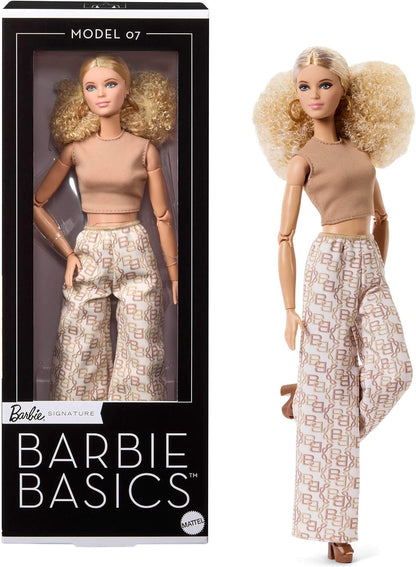 Barbie Basics Collectible Doll Model 07 White Pants With Golden Print
