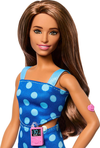 Barbie Fashionista #242 Blue Polka Dot Outfit Diabetes Monitor