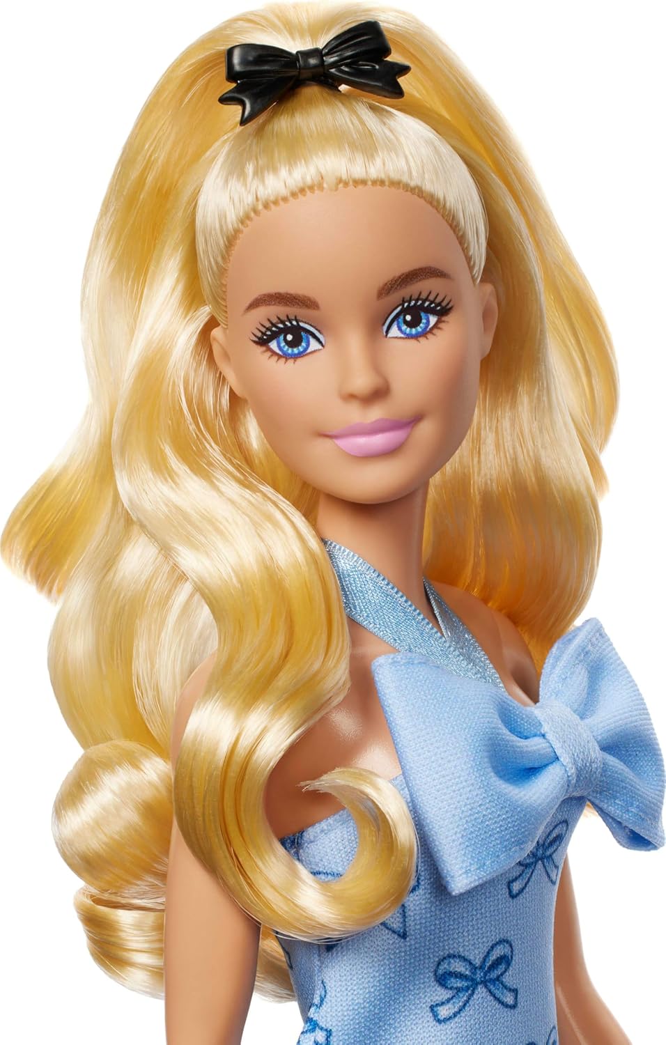 Barbie Fashionista #237 Blue Bow Dress, Blonde Wavy Hair