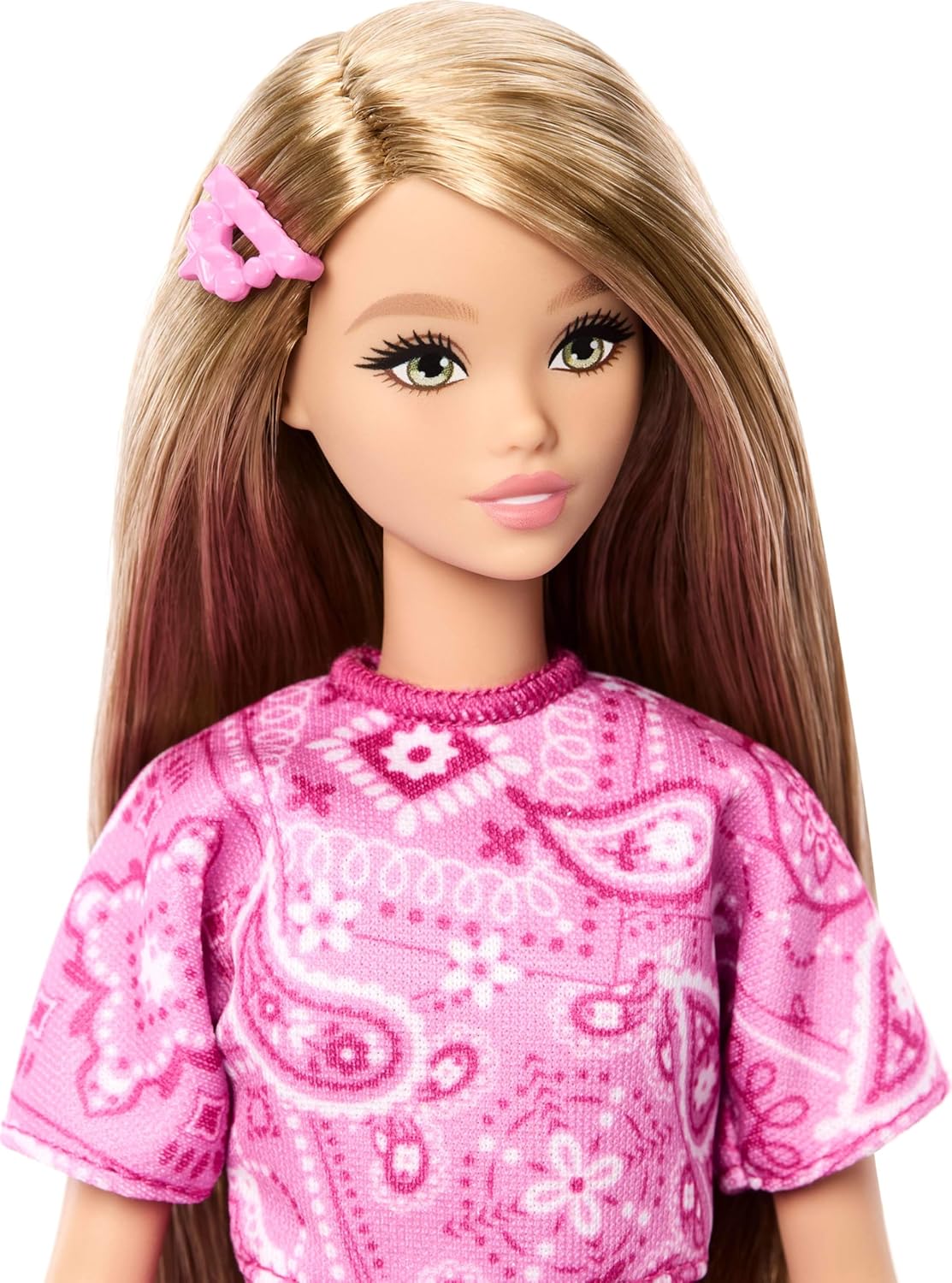 Barbie Fashionista - #249 with Blonde Hair, Pink Paisley Dress
