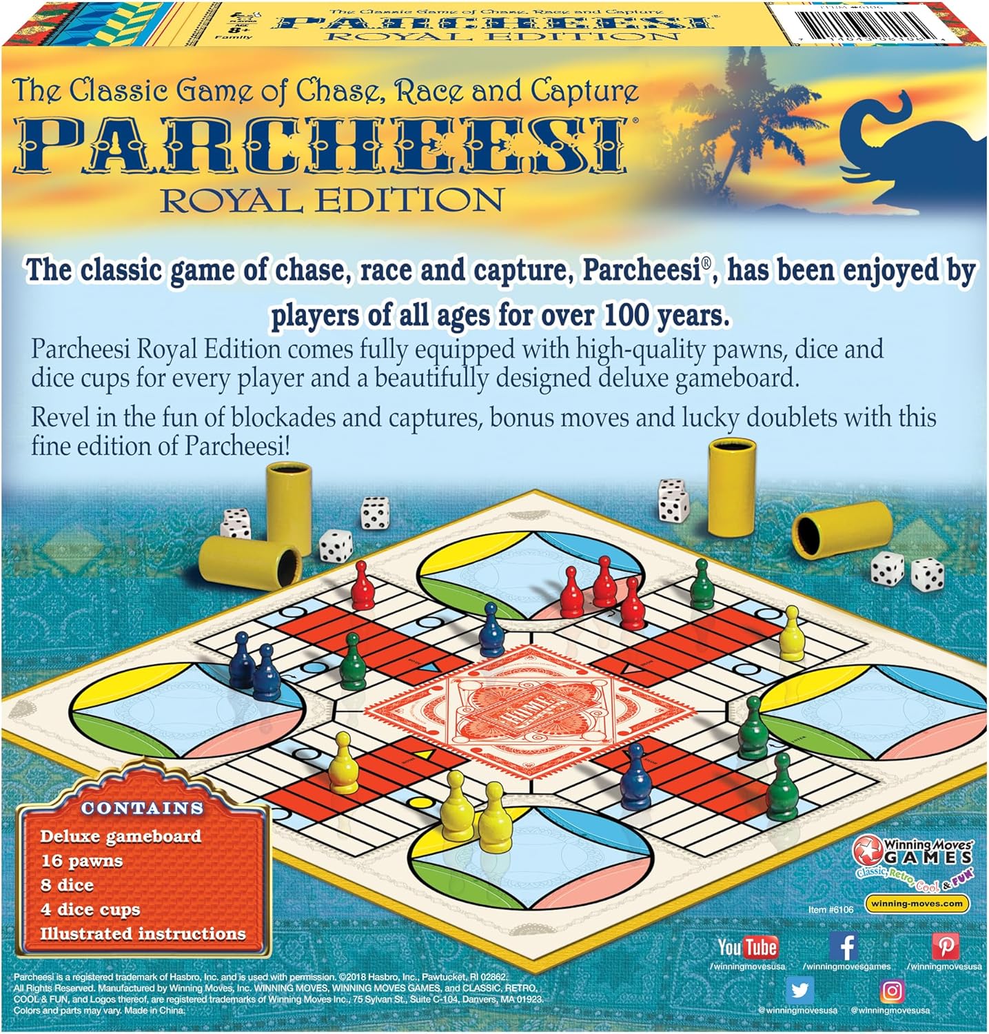 Parcheesi Royal Edition, with Charming Graphics, by Winning Moves Games USA | Classic Family Favorite, Fine Tokens and Dice Cups Included, 2-4 Playe