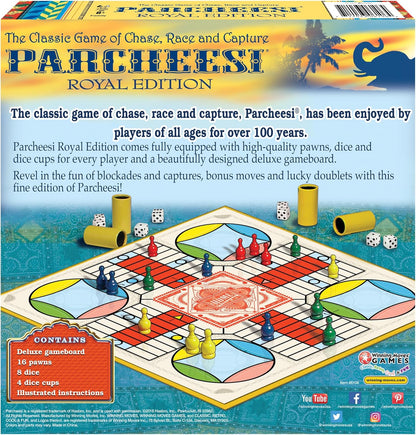 Parcheesi Royal Edition, with Charming Graphics, by Winning Moves Games USA | Classic Family Favorite, Fine Tokens and Dice Cups Included, 2-4 Playe