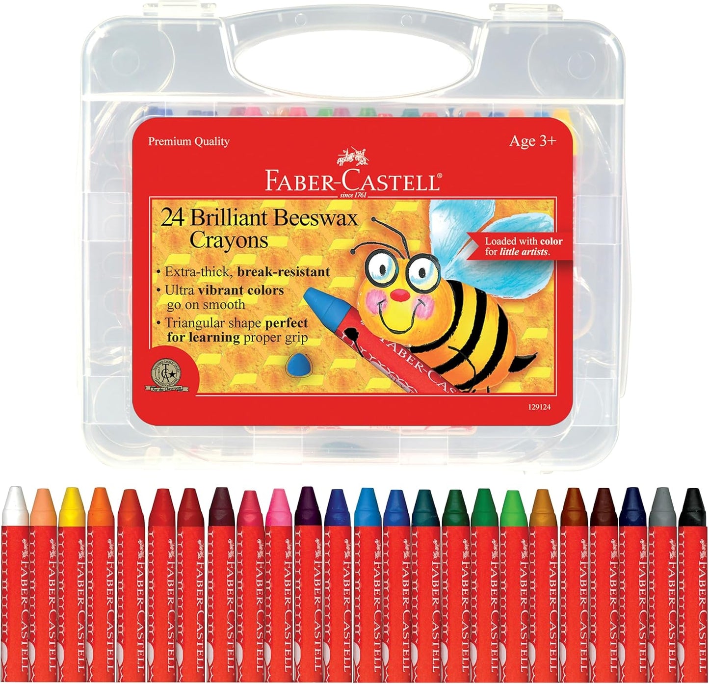 24ct Brilliant Beeswax Crayons in Storage Case