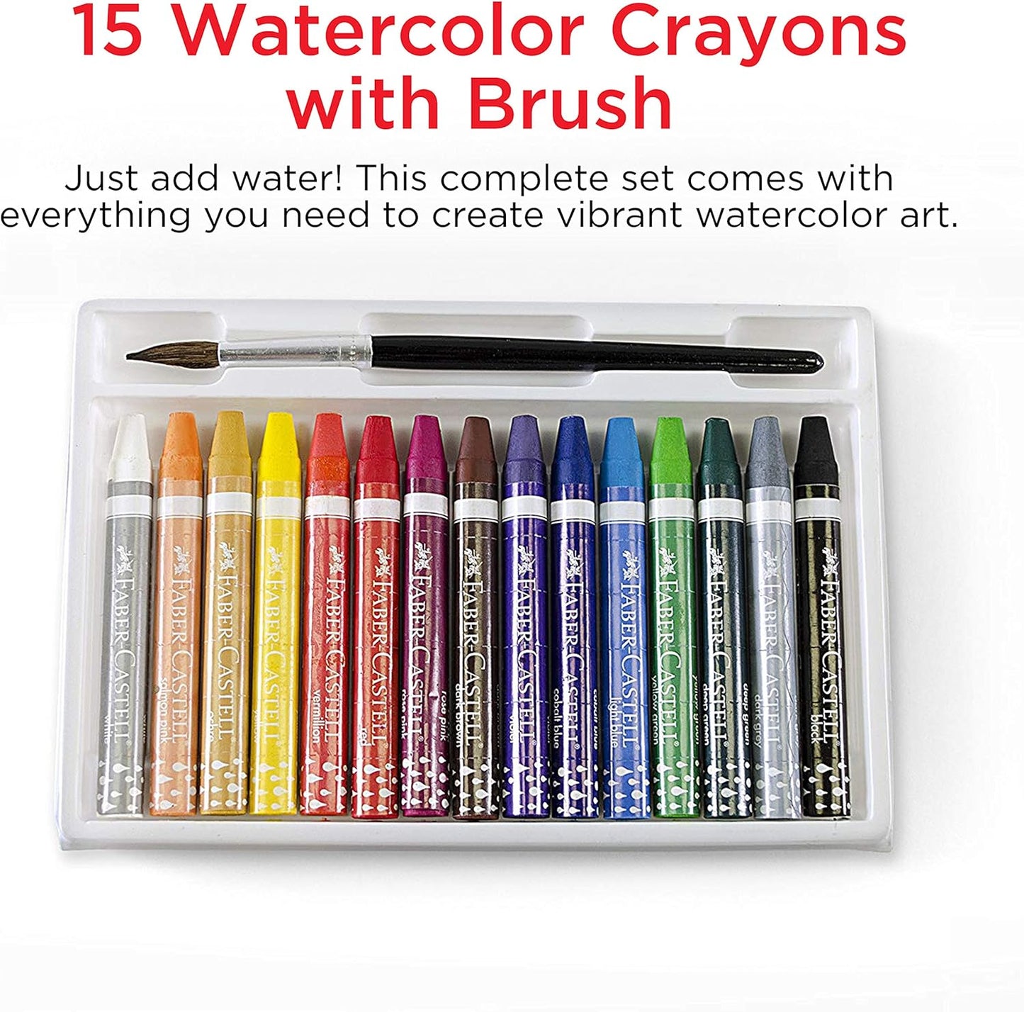 15ct Watercolor Crayons w/ free brush