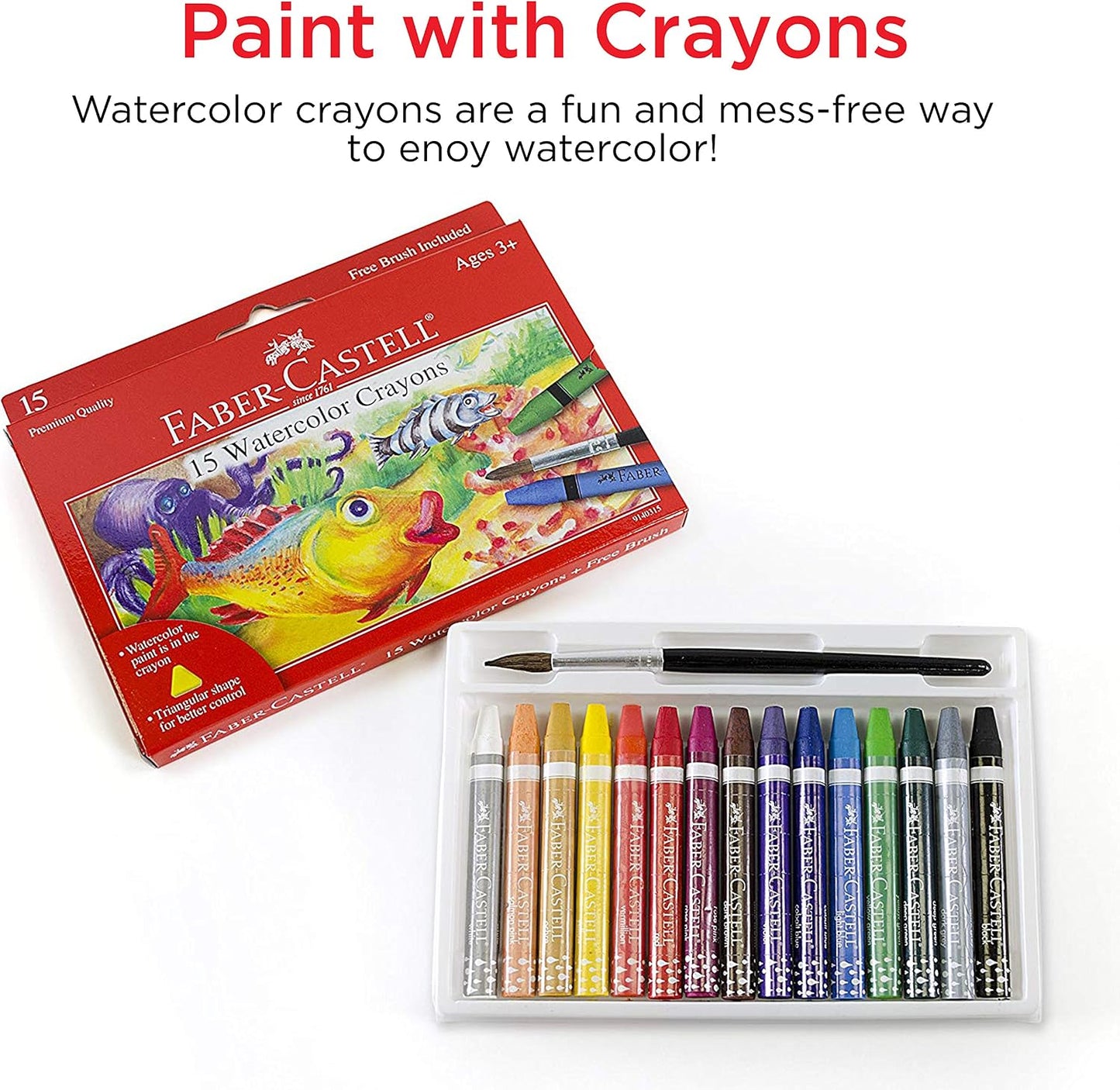 15ct Watercolor Crayons w/ free brush