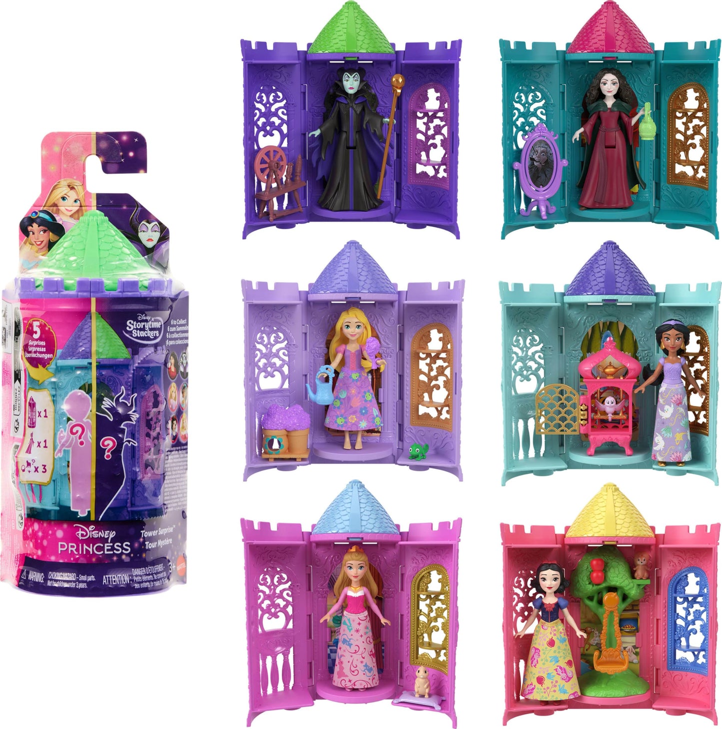 Disney Princess Turret Reveal Tower Surprise Small Dolls