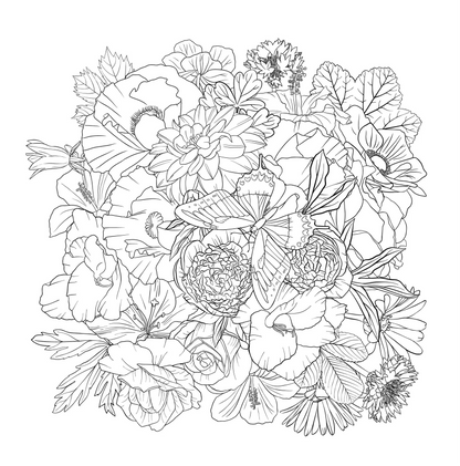 Adult Coloring Book Wildflowers