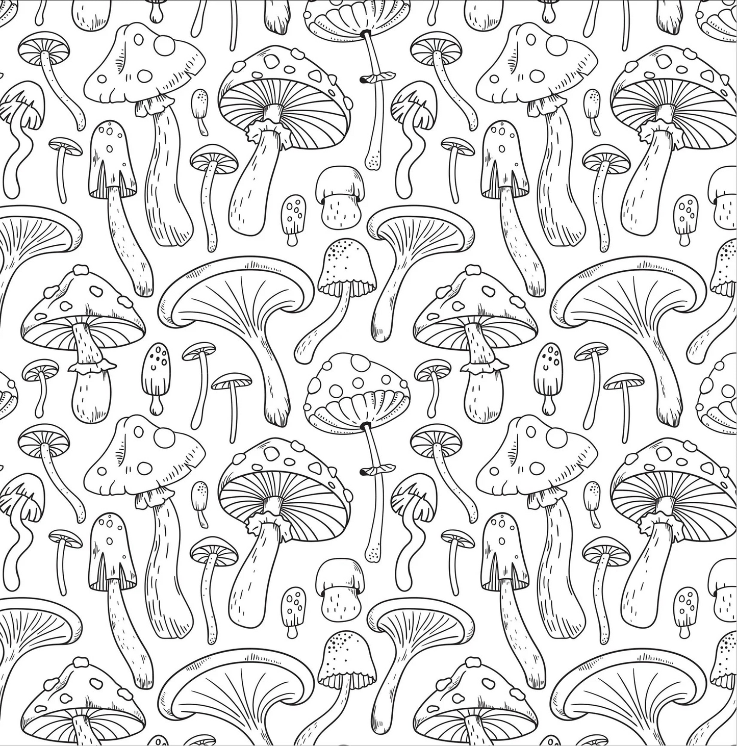 Mushrooms Adult Coloring Book