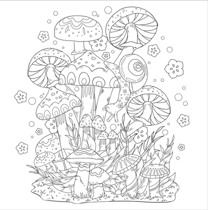 Mushrooms Adult Coloring Book