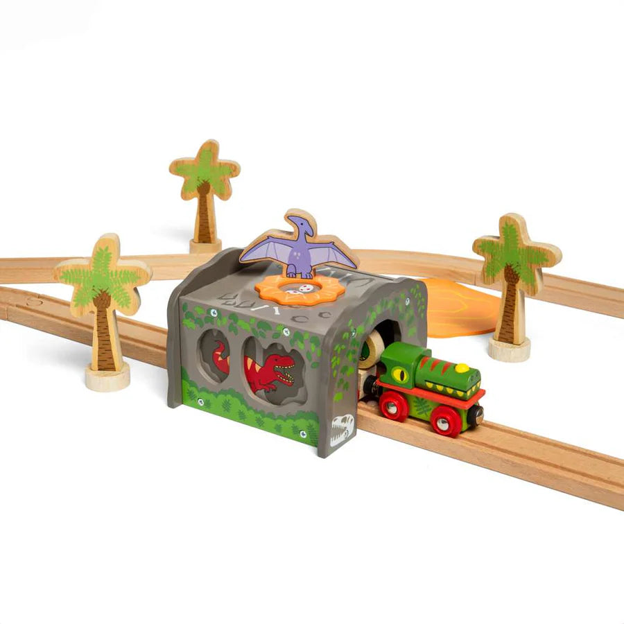 T-Rex Tunnel – Wooden Train Accessory, Dinosaur Railway