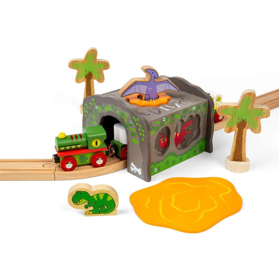 T-Rex Tunnel – Wooden Train Accessory, Dinosaur Railway