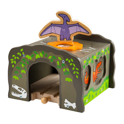 T-Rex Tunnel – Wooden Train Accessory, Dinosaur Railway