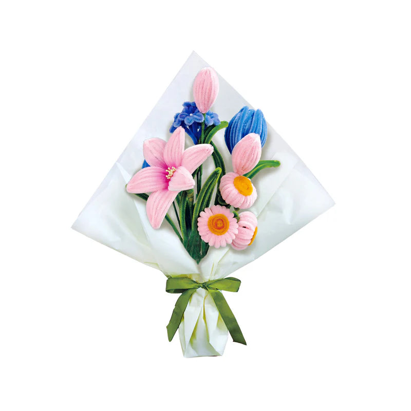 Diy Chenille Flower Bouquet Kit – Pink & Blue Mix