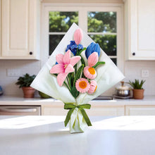 Diy Chenille Flower Bouquet Kit – Pink & Blue Mix
