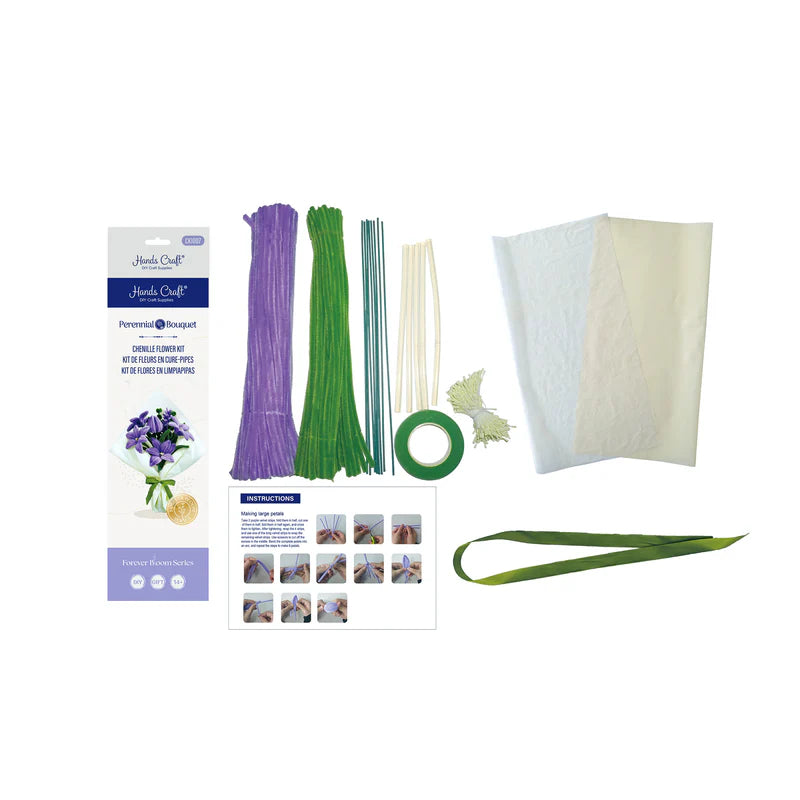 Diy Chenille Flower Bouquet Kit – Purple Lily