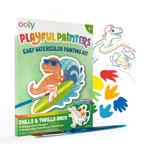 Playful Painters: Easy Watercolor Painting Kit Chills & Thrills Dinos