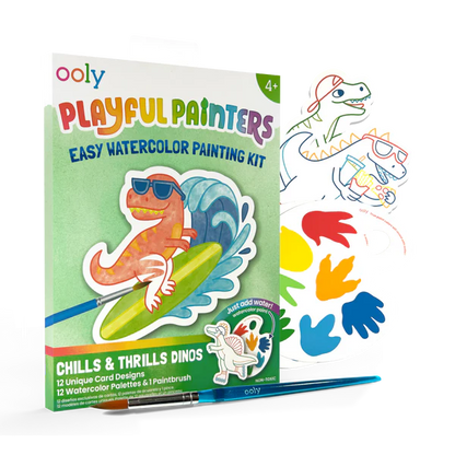 Playful Painters: Easy Watercolor Painting Kit Chills & Thrills Dinos