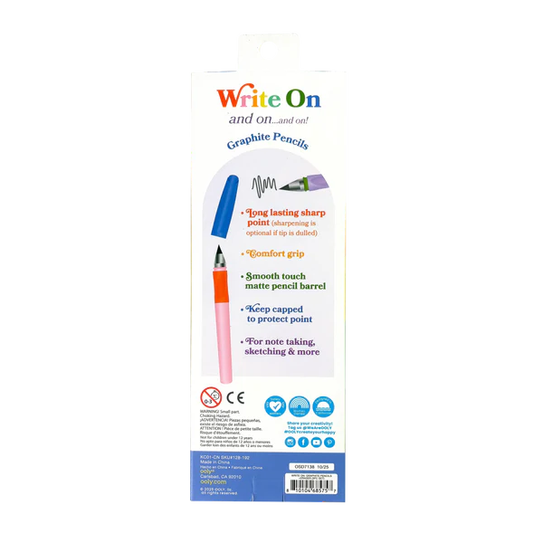Write On: Graphite Pencils & Eraser (3 PC Set)